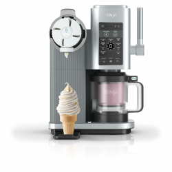 Ninja CREAMi Scoop & Swirl Eismaschine mit 2 Behältern, 13 Funktionen, für Eiscreme, Softeis, Gelato, Sorbet, Milchshakes und mehr, mit Mix-In-Funktion, Platinsilber, NC701EU Angebot bei HelloDeals