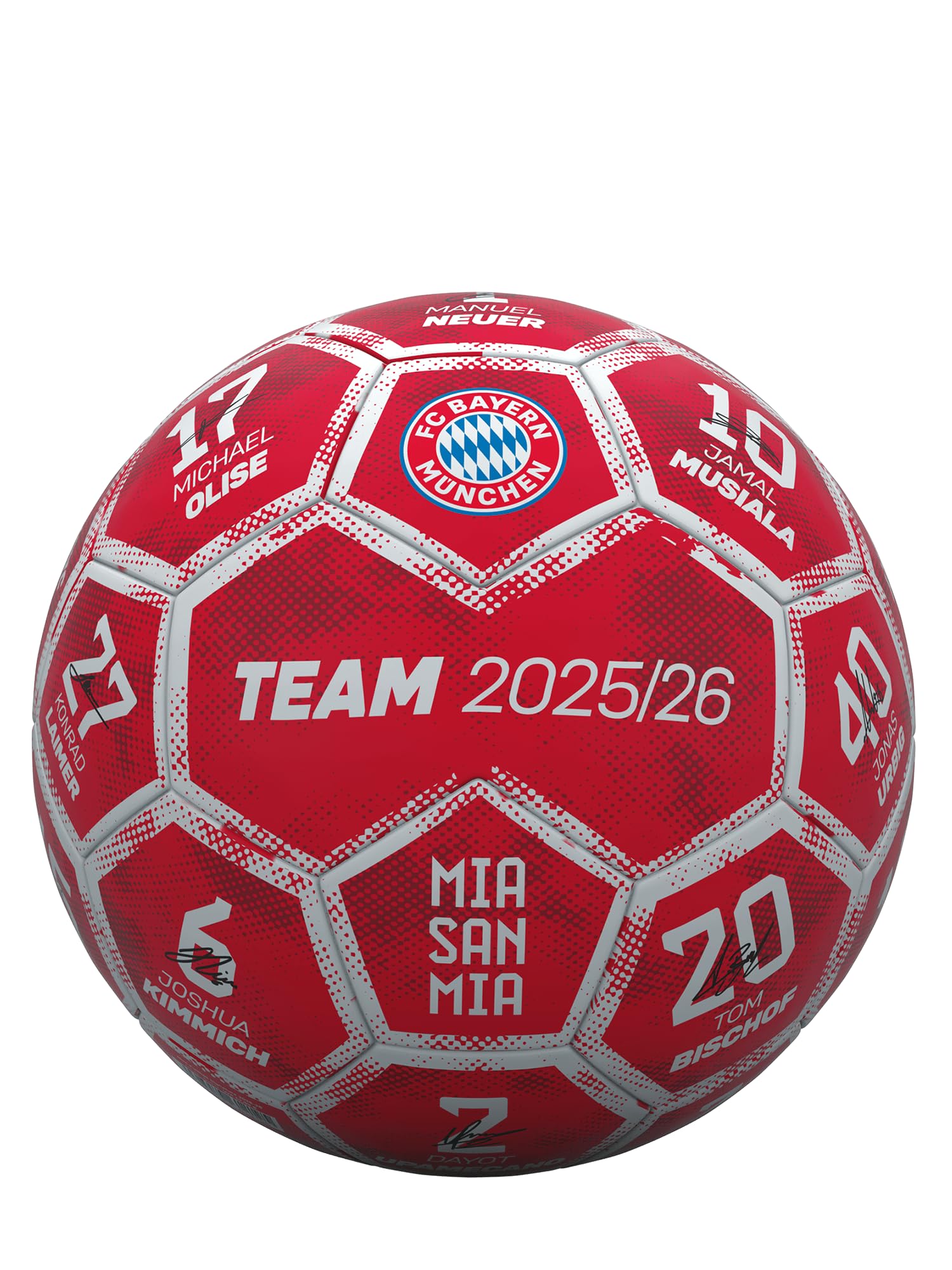 FC Bayern München I Fußball Größe 5 I Signature 2025-26 I Ball mit Unterschriften der Spieler Angebot bei HelloDeals