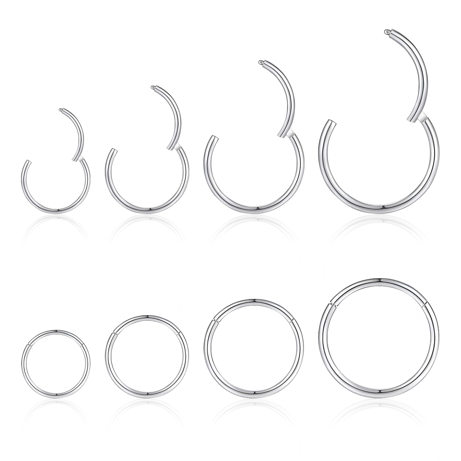 Nasenpiercing Ring Silber 8stk 18g Nasenring Nostril Septum Piercing Rings Set Chirurgenstahl Dünn Lippenpiercing Septum Clicker Knorpel Piercing Ohr Für Damen Männer 8mm/10mm/12mm/14mm silver8/10/12/14mm8pcs Angebot bei HelloDeals