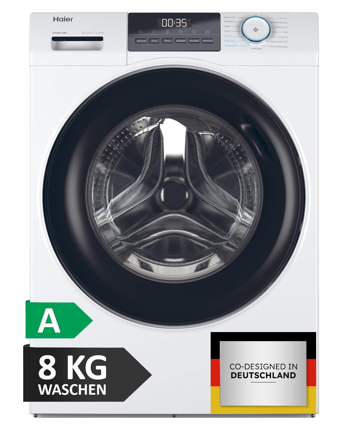 Haier Frontlader Waschmaschine 8kg I I-PRO SERIE 1 HW80-BP14929 I Washing Machine mit A-Effizienz, 1.400 U/Min. & sparsamem Inverter-Motor I Inkl. Refresh- sowie Expressprogramm und Mengenautomatik I-PRO SERIE 1 8 kg Angebot bei HelloDeals