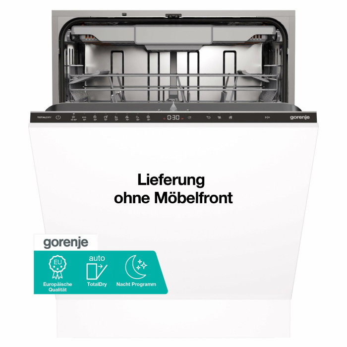 Gorenje GV663D65 Geschirrspüler/Einbaugerät FRONT NICHT ENTHALTEN/EU Made /60 breite /16 Maßgedecke/8 Programme/TotalDry/Nacht Programm/Status LED Licht/EEK: D/Einbaumaße (HxBxT): 82 x 60 x 55,5cm vollintegriert, D, 10.9L Angebot bei HelloDeals