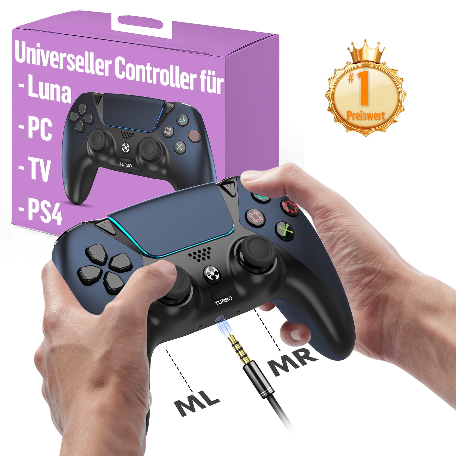 Ymir Wireless Luna Controller für Fire TV Stick,Gaming Controllers Alternative for Luna,PC Bluetooth Gamepad für Tablet Android Handy,ALPS Joysticks ohne Drift Turbo Gyro 1200mAh Akku Schwarz Mitternachtsblau-Schwarz Angebot bei HelloDeals