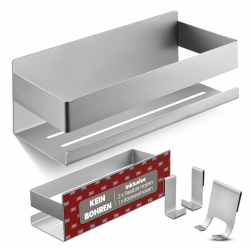 Duschablage Ohne Bohren - Badregal - Badezimmer Organizer - Duschregal - Badezimmer Regal - Duschregal Ohne Bohren - Bathroom Organizer - Bad Regal - Duschkorb - Shower Shelf Silber Gebürstet Edelstahl Angebot bei HelloDeals