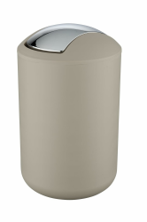 WENKO Kosmetikeimer Mod. Brasil L, 6,5 Liter Bad-Mülleimer mit Schwingdeckel, aus bruchsicherem Kunststoff, BPA-frei, Taupe Large Taupe Angebot bei HelloDeals