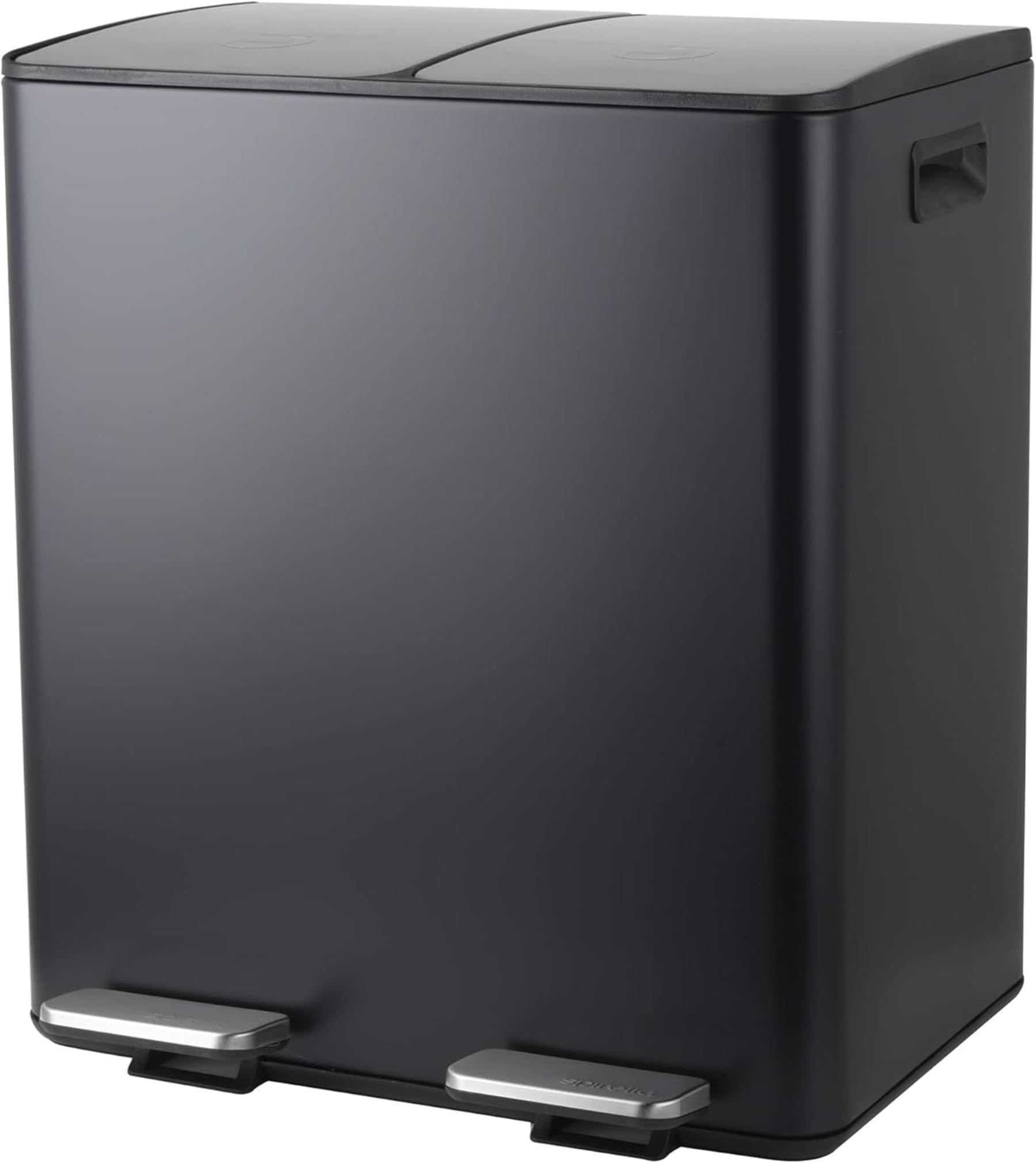 Spirella – 40-Liter-Küchenabfalleimer (2 x 20 Liter) mit Pedalantrieb – Modell Aliya – Gebürsteter Edelstahl – Deckel mit Soft-Close-Funktion – Herausnehmbare Eimer – Seitliche Griffe – Mattschwarz 40L (2 x 20 l) Mattschwarz Angebot bei HelloDeals