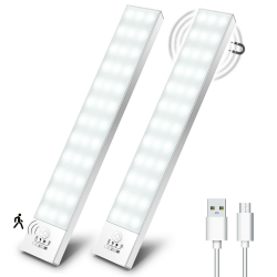 OUILA Schrankbeleuchtung LED mit Bewegungsmelder 2 Stück Schranklicht Schrankleuchte Led Leiste Batterie USB Wiederaufladbar Unterbauleuchte Küche für Kleiderschrank, Treppe, Kofferraum, RV 5000k-weiß 23cm-2 Stück Angebot bei HelloDeals