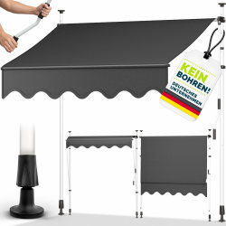 tillvex Klemmmarkise mit Handkurbel Balkon | Balkonmarkise ohne Bohren | Markise UV-beständig & höhenverstellbar | Sonnenschutz Terrasse & Garten wasserdicht (Grau, 250cm) 250cm Grau Angebot bei HelloDeals