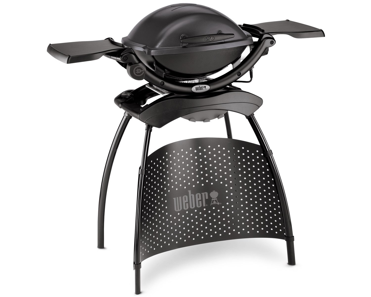Weber Q 1400 Elektrogrill mit Stand/Tragbarer Stadtgrill, Porzellanemaillierter Gusseisenrost, Schnellheizelement, 43 x 32 cm Grillfläche, Abnehmbare Auffangschale, 1,8 m Netzkabel, Schwarz 43 x 32 cm Mit Stand Angebot bei HelloDeals