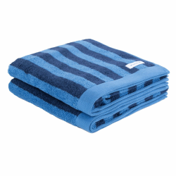 TOM TAILOR Handtuch, 2er Set, 50x100 cm, 100% Baumwolle/Frottier, mit Aufhänger, COLOR BATH TOWELS MEDIUM STRIPES Blau (Dark Navy & Cool Blue) Angebot bei HelloDeals