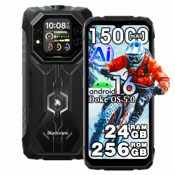 Blackview Rock 1 Android 16 Outdoor Handy ohne Vertrag 4G, 24GB+256GB, 15000mAh Outdoor Smartphone, 6.56" HD+ Dual Pantalla, 20MP+16MP, IP68 Wasserdicht Baustellenhandy, Gemini AI, NFC, OTG, Schwarz Angebot bei HelloDeals