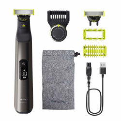 PHILIPS OneBlade Pro 360 Face & Body - elektrischer Rasierer, Trimmer & Bodygroomer, 2x 360 Klingen, Präzisionskamm, 2x Körperaufsätze, Reisetasche, für Gesicht & Körper (QP6552/30) OB Pro Gesicht & Körper + 2x 360‑Klingen + Beutel Angebot bei HelloDeals