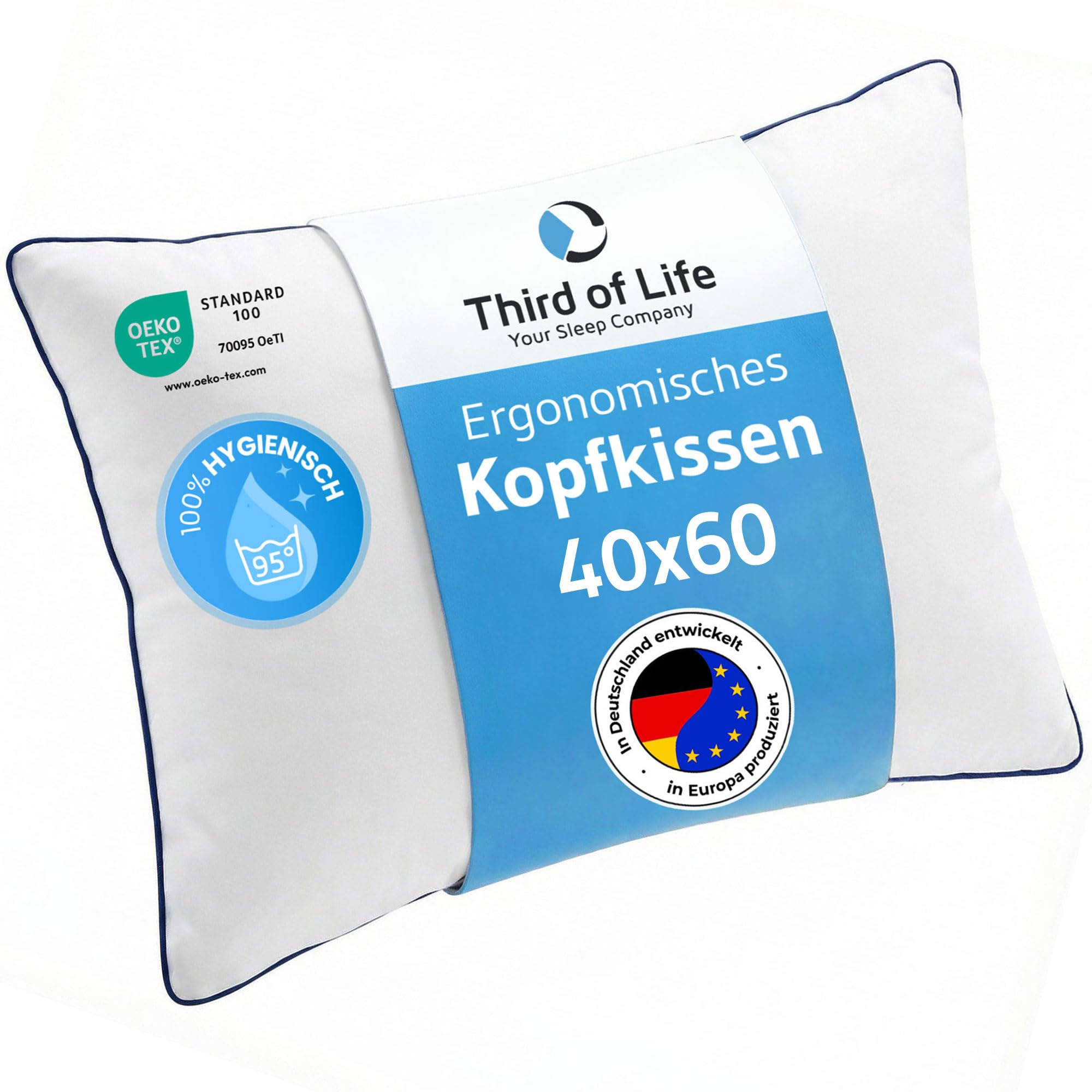 Kopfkissen 40x60 inSPIRO, Premium Kissen von Schlafexperten entwickelt, Ergonomisches Schlafkissen für Seitenschläfer, Rückenschläfer, Bauchschläfer, Ideales HWS Nackenstützkissen, Pillow made in EU 40 x 60 Angebot bei HelloDeals
