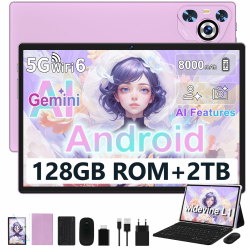 Tablet 10 Zoll Android, 22GB RAM 128GB ROM/TF 2TB, Octa-Core Prozessor, 8000mAh, BT5.0, 8MP+5MP, Dual WLAN, Face ID, Widevine L1, Augenschutz, Tablet mit Tastatur & Maus Metallkörper, Lila Lila TAB30 Angebot bei HelloDeals