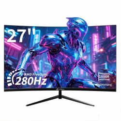 CRUA Curved Gaming-Monitor 27 Zoll 280Hz, FHD 1080P 1800R PC-Monitor, 1 ms GTG mit FreeSync, geringe Bewegungsunschärfe, Augenschutz, VESA, DisplayPort, HDMI, schwarz 27 FHD 280HZ Schwarz Angebot bei HelloDeals
