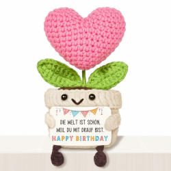 Geburtstagsgeschenk für Frauen – Handgehäkelte Herzblume mit Energiekarte, Geschenke für Frauen, Mama, Freundin, Oma, Schwester, Geburtstag, Happy Birthday Angebot bei HelloDeals