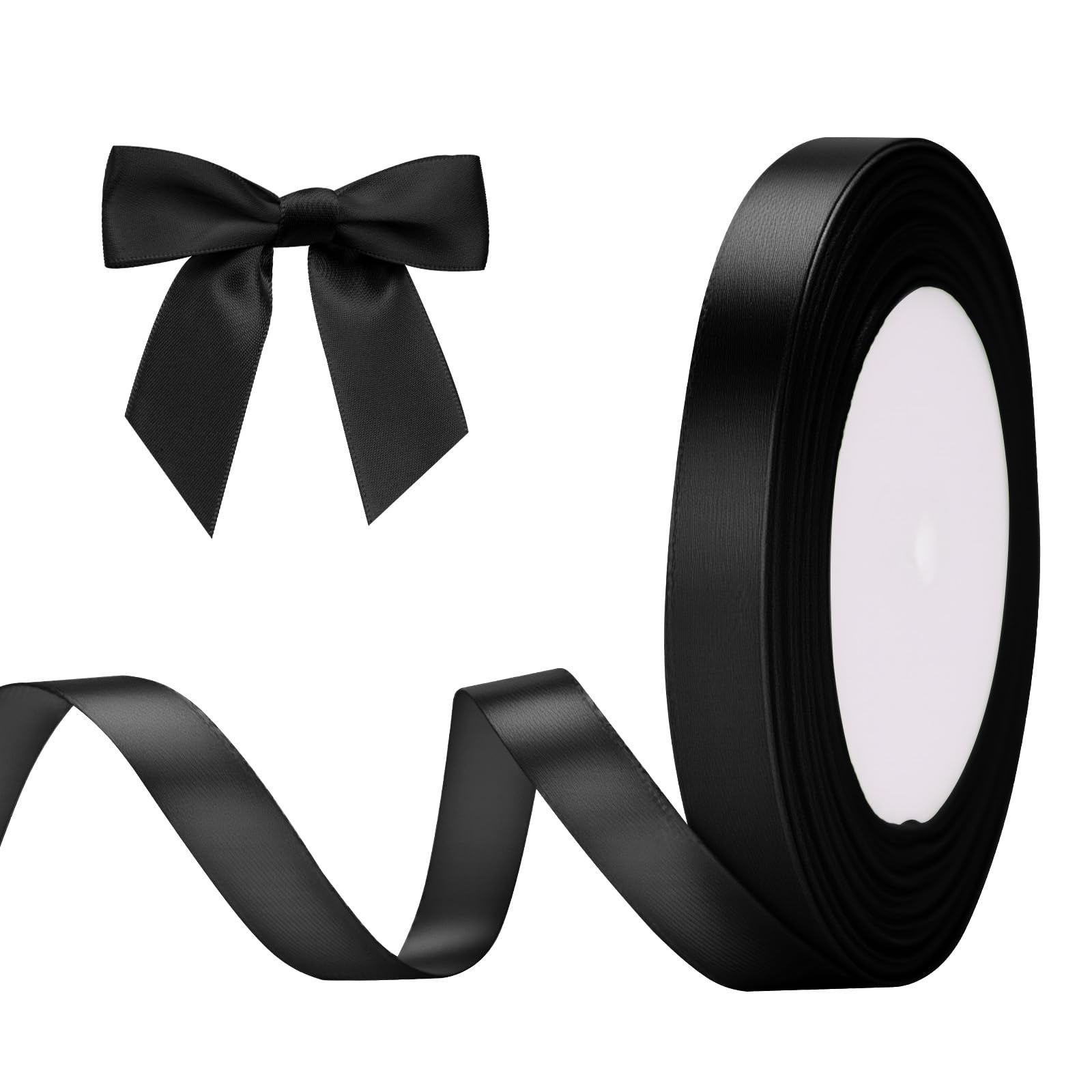 G2PLUS Schwarz Satinband 10mm, Dekoration Geschenkband, 22m Schleifenband zum Bastel, Schwarz Satin Dekoband für Geschenkverpackung, Dekoration 10mm x 22M Schwarz Angebot bei HelloDeals