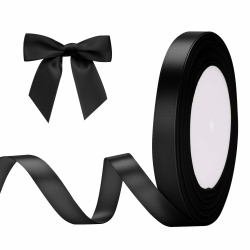 G2PLUS Schwarz Satinband 10mm, Dekoration Geschenkband, 22m Schleifenband zum Bastel, Schwarz Satin Dekoband für Geschenkverpackung, Dekoration 10mm x 22M Schwarz Angebot bei HelloDeals