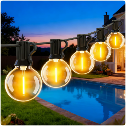Lichterkette Außen Outdoor 9M-LED Strom - 30Ft Aussen Lichterketten Garten Glühbirnen Wetterfest G40 Draußen Innen Beleuchtung für Terrasse Balkon Pavillon Party Lights Gartenbeleuchtung 9M/30FT Angebot bei HelloDeals