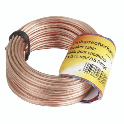 Hama Lautsprecherkabel (Kabel, 2 Kerne, 2x 0,75mm, mit Klemme, Schraubanschluss, 10m) transparent Angebot bei HelloDeals