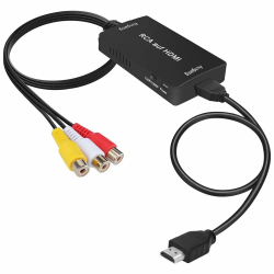 RCA auf HDMI Konverter, 1080P Composite CVBS AV zu HDMI Video Audio Konverter Adapter mit HDMI-Kabel für PS2/Xbox/SNES/ N64/ VHS/VCR Videorecorder DVD, Unterstützt PAL/NTSC（Schwarz） Angebot bei HelloDeals