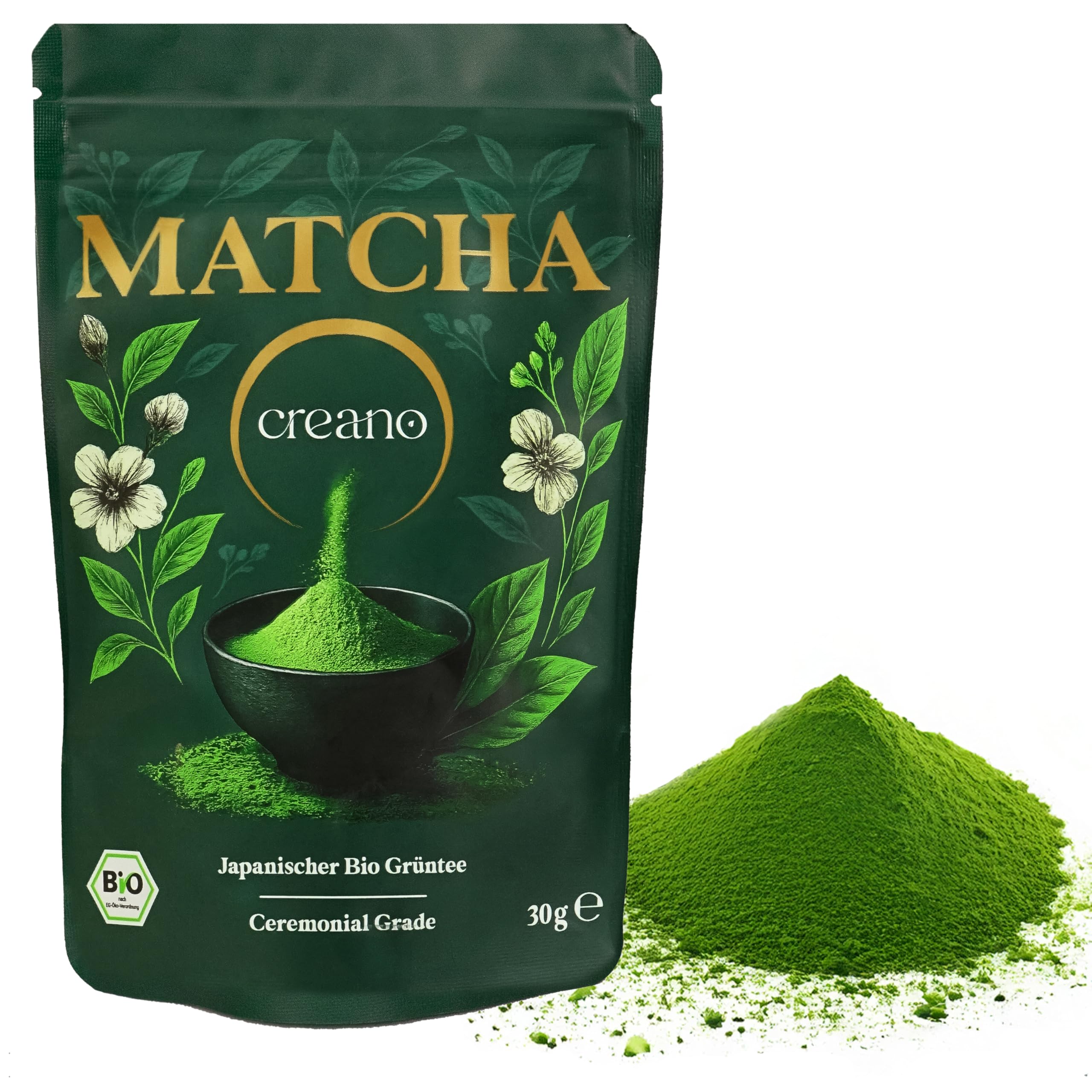 Creano Bio Matcha Tee Ceremonial 30g – 100% reines Matcha Pulver aus Japan - Matcha Grüntee aus erster Ernte - höchste Güteklasse und Laborgeprüft* Angebot bei HelloDeals