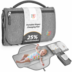 Wickelunterlage Unterwegs - Tragbare Wickelauflage für Baby mit Wischtasche, wasserdicht und leicht zu reinigen, Grau Angebot bei HelloDeals