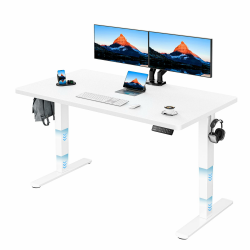 HUANUO Höhenverstellbarer Schreibtisch 140x70cm Ganze Tischplatte, Elektrisch Schreibtisch Höhenverstellbar 60-125cm, 3 Stufen-Beine-Design mit 120kg Tragfähigkeit & 2-Motor, Elektrischer Stehpult 140 x 70 cm Weiß Angebot bei HelloDeals