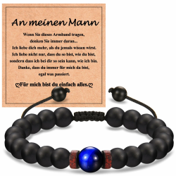Perlenarmband Herren 8mm Obsidian 9mm Blauer Tigerauge Stein Armband Natursteinen Kugelarmband Verstellbar Geschenke für Sohn/Papa/Opa/Mann/Ehemann/Freund/Bruder/Onkel Geschenk für Mann Angebot bei HelloDeals
