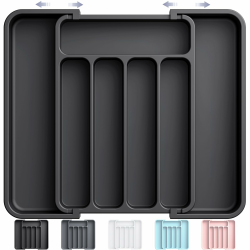 Aujen Besteckkasten für Schubladen -Abnehmbar Besteckeinsatz für Schubladen, Erweiterbar Praktischer Schubladeneinsatz, Effiziente und Vielseitiger Küchen Organizer, Schwarz, Mittel mittel Schwarz Angebot bei HelloDeals