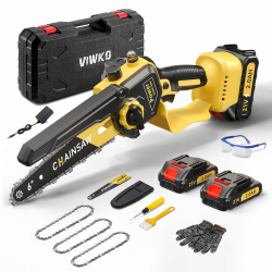 Mini Akku Kettensäge 6 Zoll, 1000W Brushless Mini Kettensäge Elektro mit 4000mAh Akku, Handkettensäge mit Auto-Öler, Kompatibel mit Makita, Motorsäge für Garten Baumschnitt Schere und Holz schneiden Yellow Angebot bei HelloDeals