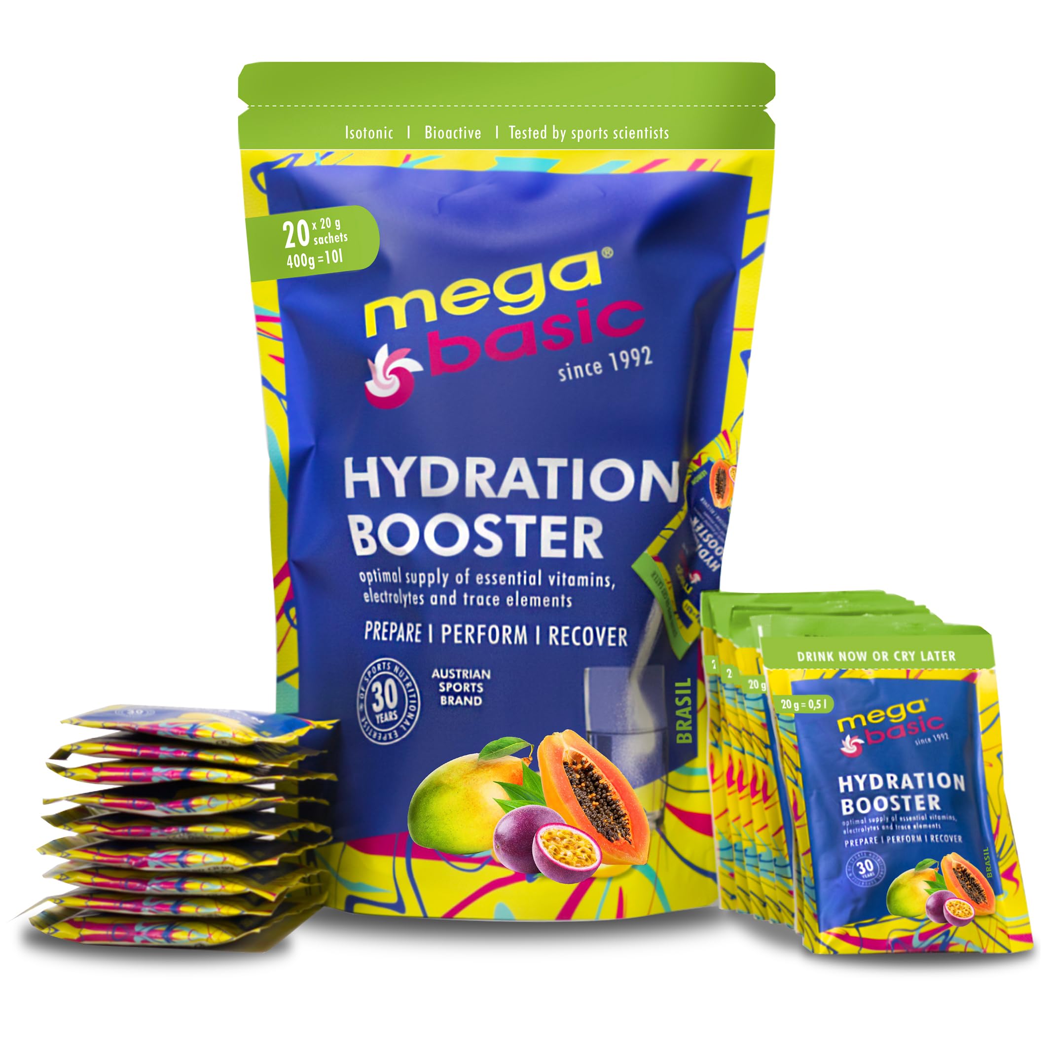 Hydration Elektrolyt Pulver - Basisch-Isotonisches Sportgetränk, Premium Elektrolyte - Für Sport, schnelle Regeneration & optimale Hydratation (20 x 20 g Sachets, Brasil) Brasil 20 x 20 g Sachets Angebot bei HelloDeals