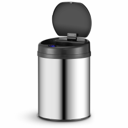 Juskys Mülleimer Küche mit Bewegungssensor Silber 30L - Runder Abfalleimer mit Klemmring für Müllbeutel - Rostfreier Stahl - Kontaktloses Entsorgen 30 Liter Silber Angebot bei HelloDeals