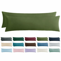 Aisbo Kissenbezug 40x145 2er Set - Seitenschläferkissen Bezug 40 x 145 Olivgrün mit Reißverschluss aus Mikrofaser Weich, ÖKO-TEX Kopfkissenbezug 145x40 für Seitenschläfer Kissen 40 x 145 cm, 2 Stück Olivegrün Angebot bei HelloDeals