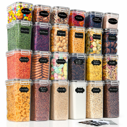 GoMaihe 24er Set Vorratsdosen mit Deckel Luftdicht: Frischhaltedosen mit Etiketten & Marker | Aufbewahrungsbox Küche für Müsli, Mehl, Cornflakes und Zucker | BPA-FREI | Spülmaschinenfes Schwarz - 24er Set Angebot bei HelloDeals