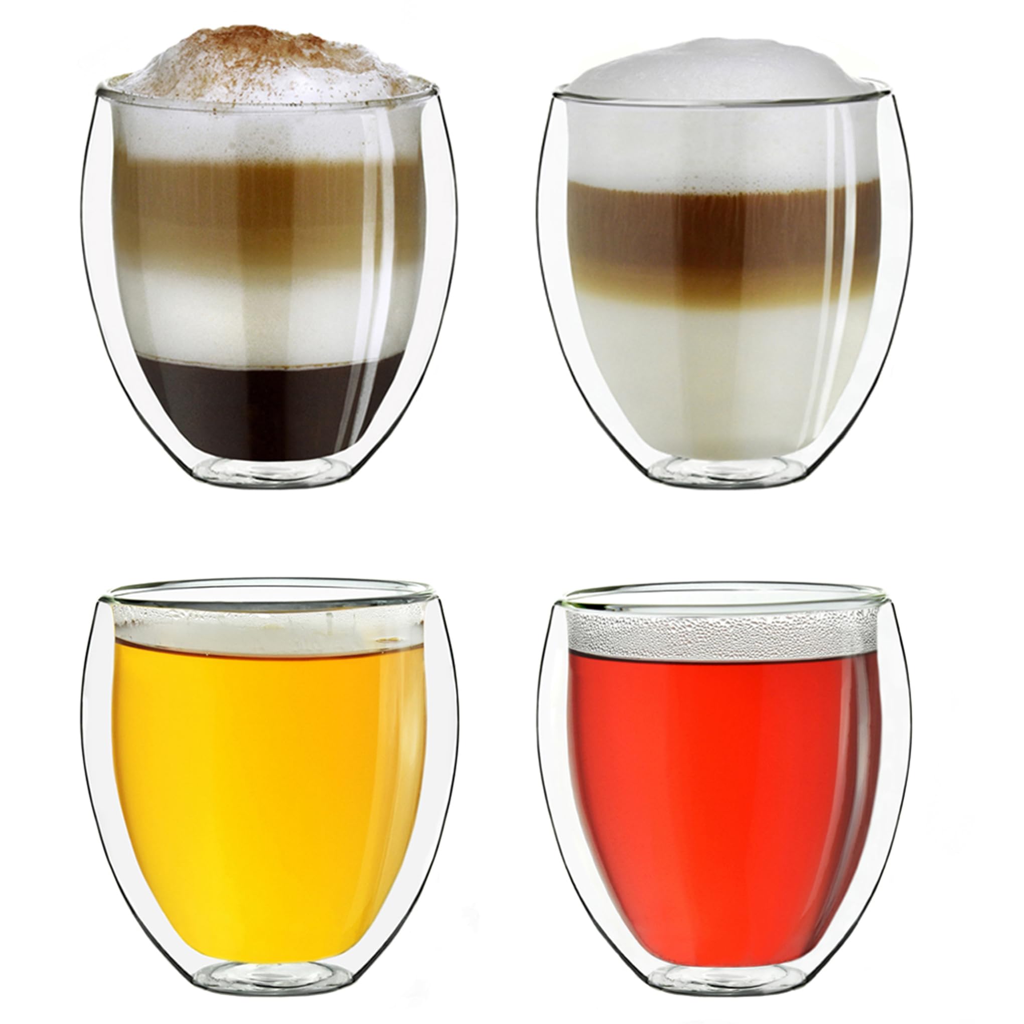 Creano doppelwandige Gläser 400ml „DG-Bauchig“, 4er Set, großes Thermoglas doppelwandig aus Borosilikatglas, Kaffeegläser, Teegläser, Latte Gläser, Doppelwandgläser 4x 400ml Angebot bei HelloDeals