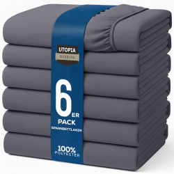 Utopia Bedding - 6er Set Spannbettlaken 160 x 200 cm - Grau - Gebürstete Mikrofaser Spannbetttuch - 35 cm Tiefe Tasche 160X200 cm Grau Angebot bei HelloDeals
