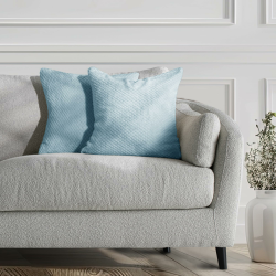 DecoKing 58350 2tlg 2 Kissenbezüge 45x45 cm Mikrofaser Reißverschluss Fleece Kissenhüllen hellblau Henry Henry Hellblau Angebot bei HelloDeals