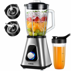 GDOR 1200W Standmixer Glas 2-1 Mixer Smoothie Maker mit 1,5L Glaskrug und 650ml Reisebecher 3 Geschwindigkeiten Hochleistungsmixer Professionell Blender für Smoothies Shakes Gefrorene Getränke Saucen Medium Angebot bei HelloDeals