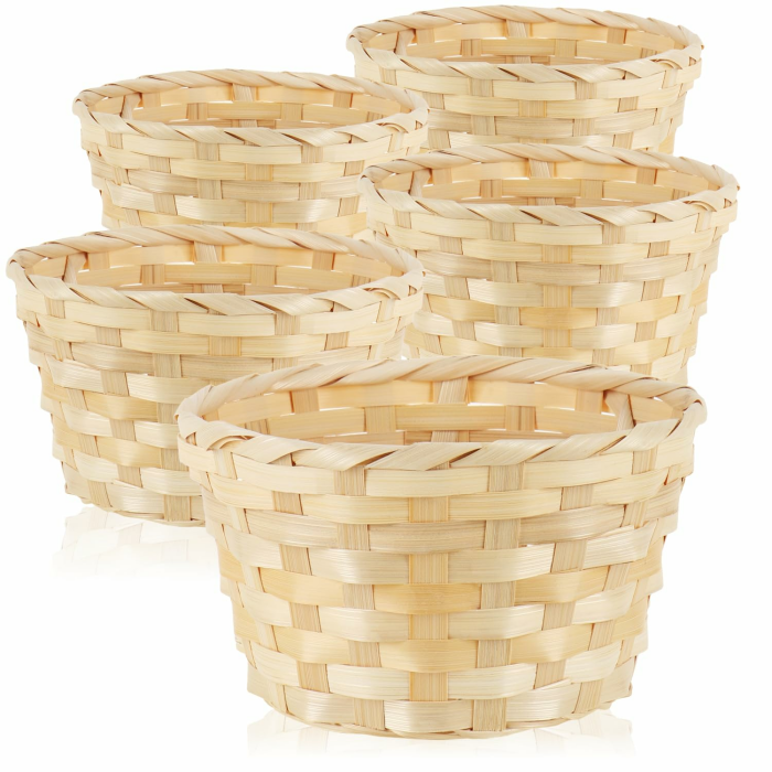 com-four® 5x Bastkorb in natürlicher Farbe zur Dekoration - Osterdeko - Körbchen für Ostereier, Brötchen, Snacks und Schlüssel - Osternest (5 Stück - rund - 11.5 cm) Angebot bei HelloDeals