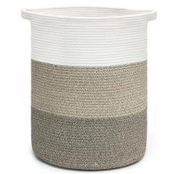 Wäschekorb Geflochten Faltbarer Wäschekorb mit Henkel, Aufbewahrungskorb für Wäsche, Spielzeug, Handtücher, Korb aus Baumwolle, Wäschesammler für Wohnzimmer, Kinderzimmer Farbverlauf Braun Angebot bei HelloDeals