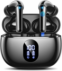 ZZU Bluetooth Kopfhörer Kabellos Bluetooth 5.4, in Ear Kopfhörer Bluetooth mit 4 ENC Mikrofon, LED Anzeige & 48 Std Spielzeit, HiFi Tiefer Bass, IPX7 Wasserdicht Wireless Earbuds für Arbeit 2026 Ver Graphit Schwarz Angebot bei HelloDeals