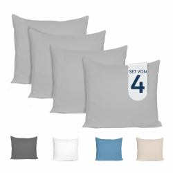 Dreamzie Kissenbezug 80x80 (4er Set) - 100% Jersey Baumwolle 150 g/qm Kissenbezüge - Grau - Für Kissen 80 x 80 cm - Kissenhülle - Kissenbezug - Resistent und Hypoallergen - Zertifiziert Oeko-Tex 80 x 80 cm Grau Angebot bei HelloDeals