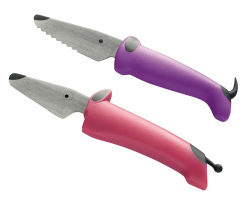 KUHN RIKON kinderkitchen® Messerset fuchsia/violett 2 Stk, Kindermesser, für Kinder ab 3 Jahren, sicheres Schneiden Angebot bei HelloDeals