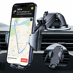 andobil Handyhalterung Auto [2026 Neueste Saugnapf] 3 in 1 Saugnapf & Lüftung Halter Universale KFZ Autohalterung Zubehör für iPhone 17 Pro Max Air 16/15/14/13/12 Samsung Galaxy S25 Ultra/S24/S23 Usw Kohlefaser Schwarz Angebot bei HelloDeals
