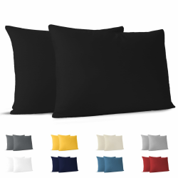 Dreamzie Kissenbezug 30x50 (Set mit 2) - 100% Jersey Baumwolle 150 g/qm Kissenbezüge -Schwarz - Für Kissenbezug 50x30 cm - Kissenhülle - Resistent und Hypoallergen 30 x 50 cm Schwarz Angebot bei HelloDeals