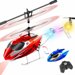 Ferngesteuerter Hubschrauber für Jungen und Erwachsene Doppelkopf-Ersatz 2.4G RC Helikopter Spielzeug 3.5 Kanäle Positioniert Höhe Flugzeug Weihnachts- und Geburtstagsgeschenke für Kinder ab 6 Jahren Rot und Blau Angebot bei HelloDeals