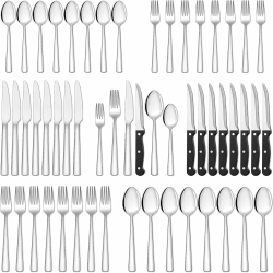 36 teiliges Edelstahl Besteckset mit Steakmesser, Besteck Set 6 Personen, Elegantes Essbesteck Set mit Messer Gabel Löffel, Tafelbesteck für Haus/Party/Restaurant, Spülmaschinenfest quadratische Kanten Angebot bei HelloDeals