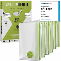 NORDIC® - Vakuumbeutel 6x Größe M (70x50cm) - BPA Frei - Vakuumbeutel für Kleidung,Kissen etc. - Vacuum Bags for Clothing - Vakuumierbeutel Kleidung - Vacuum Storage Bags - Aufbewahrungsbeutel 6x - Medium (70x50cm) Angebot bei HelloDeals