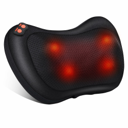 Shiatsu Massage Cushion with 3D Rotating Massage Heads and Infrared Heat Function Masseur Massage for Neck Shoulder Back in Office Home Black Angebot bei HelloDeals
