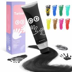 Fussabdruck Baby, 75ml Hand und Fußabdruck Kit mit Schwammaufsatz, Ungiftige Farbe Pfotenabdruck Baby Handabdruck für Neugeborene Geschenk Stempel Kinder, Art Fingermalfarben für Hause 75ml Schwarz Angebot bei HelloDeals